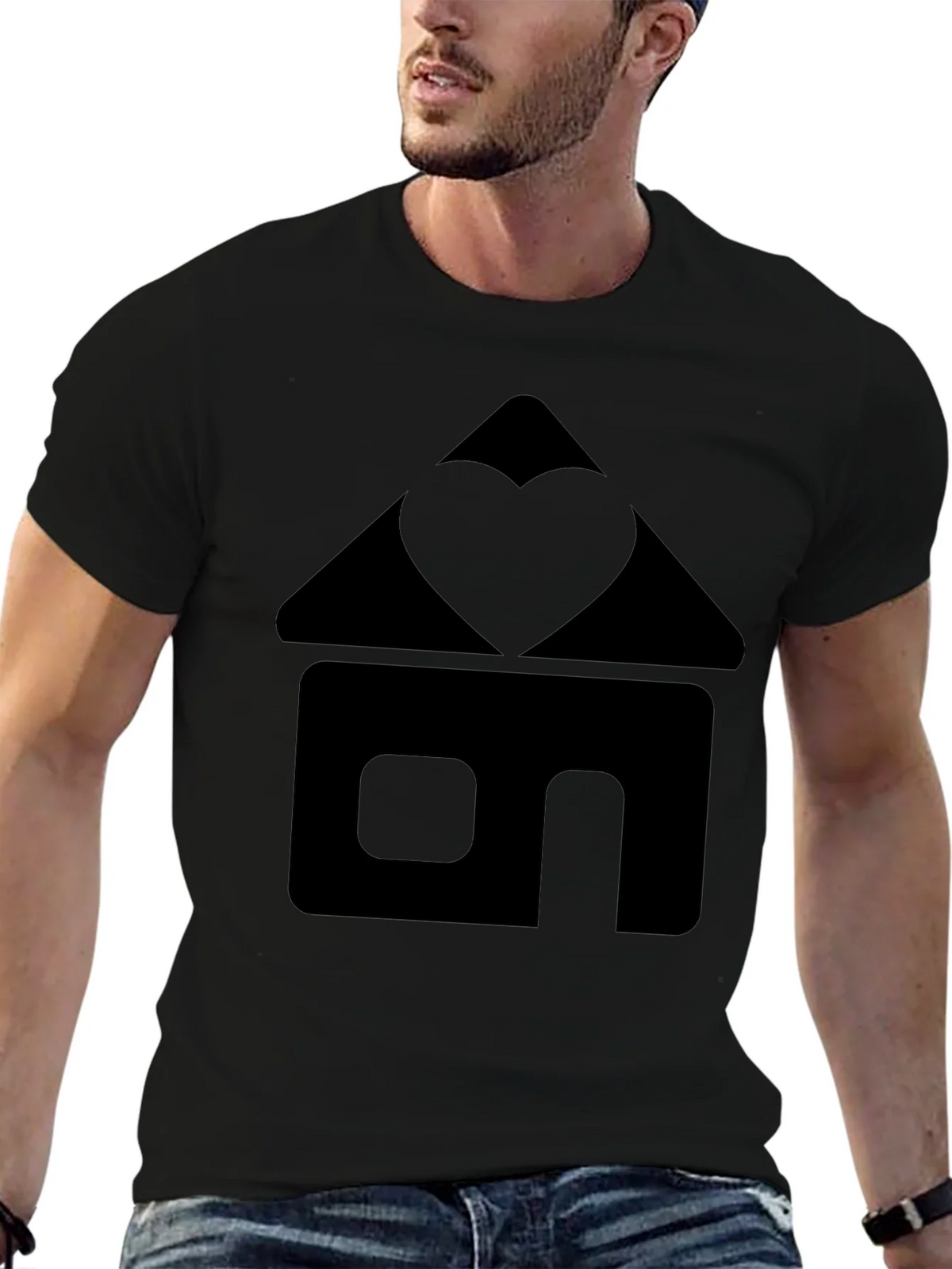 Heart Home Graphic Tee - Black Cotton T-Shirt product image 6