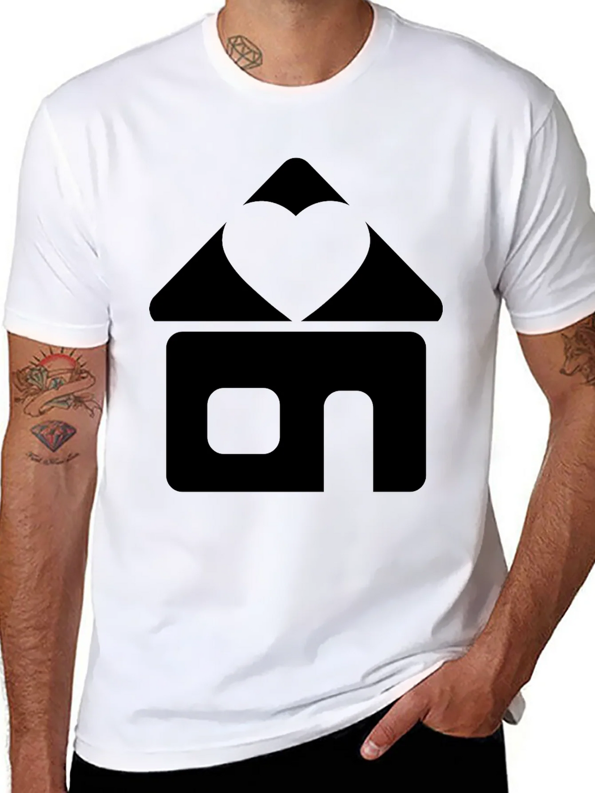 Heart Home Graphic Tee - Black Cotton T-Shirt product image 7