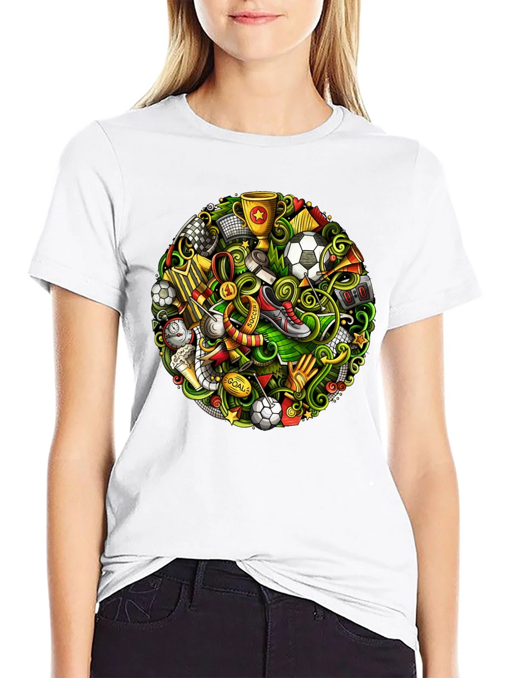 Soccer Doodle Graphic Tee - Black Cotton T-Shirt product image 2