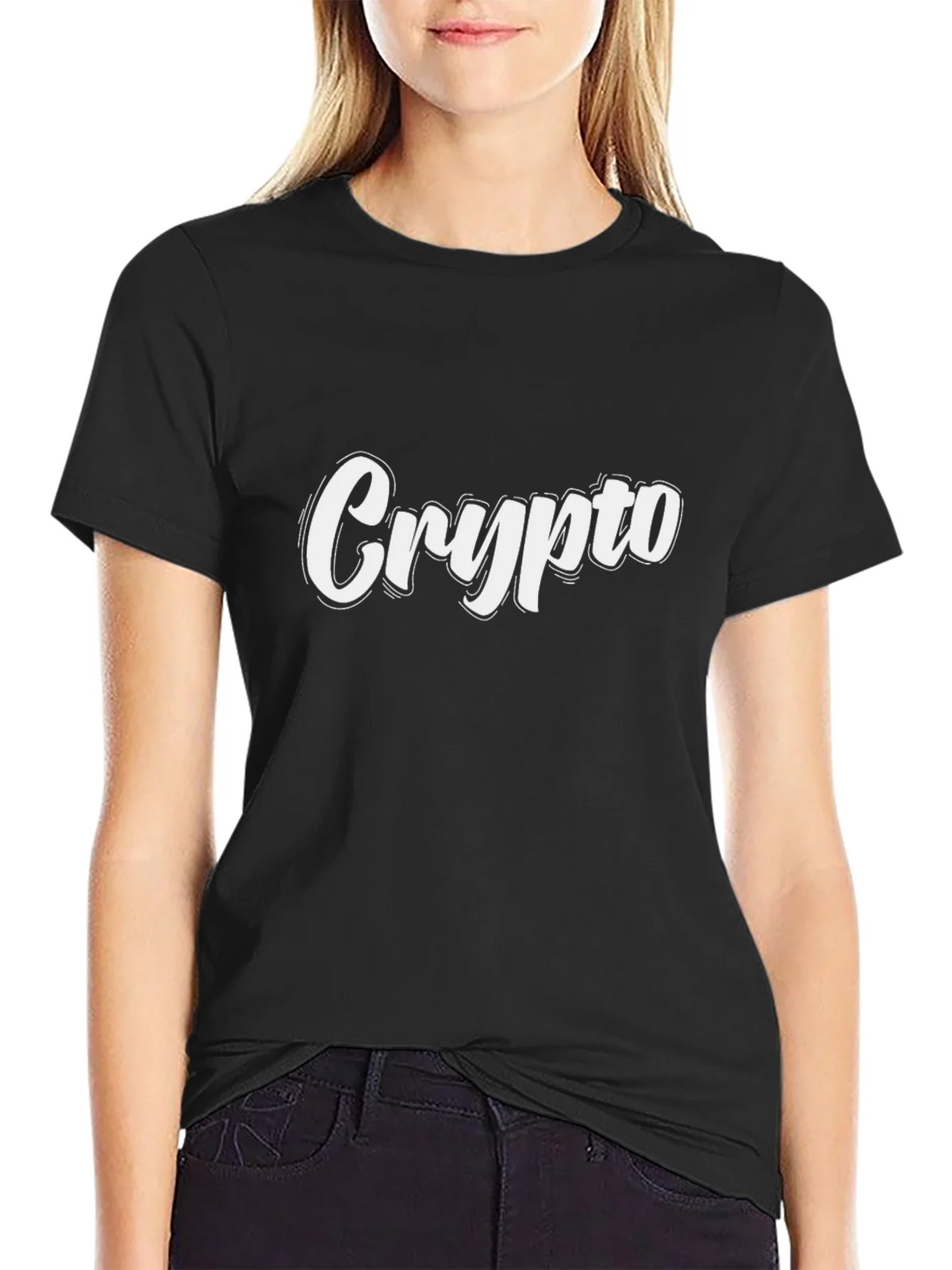 Crypto White Graphic Black T-Shirt product image 2