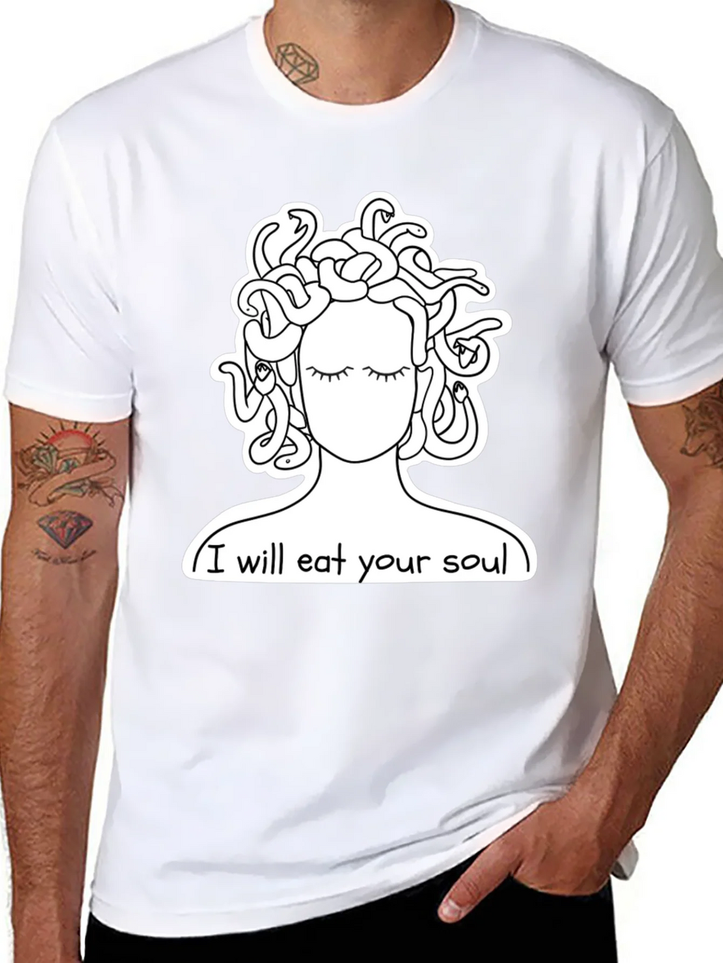 Medusa Graphic Tee: I Will Eat Your Soul Black T-Shirt product image 7