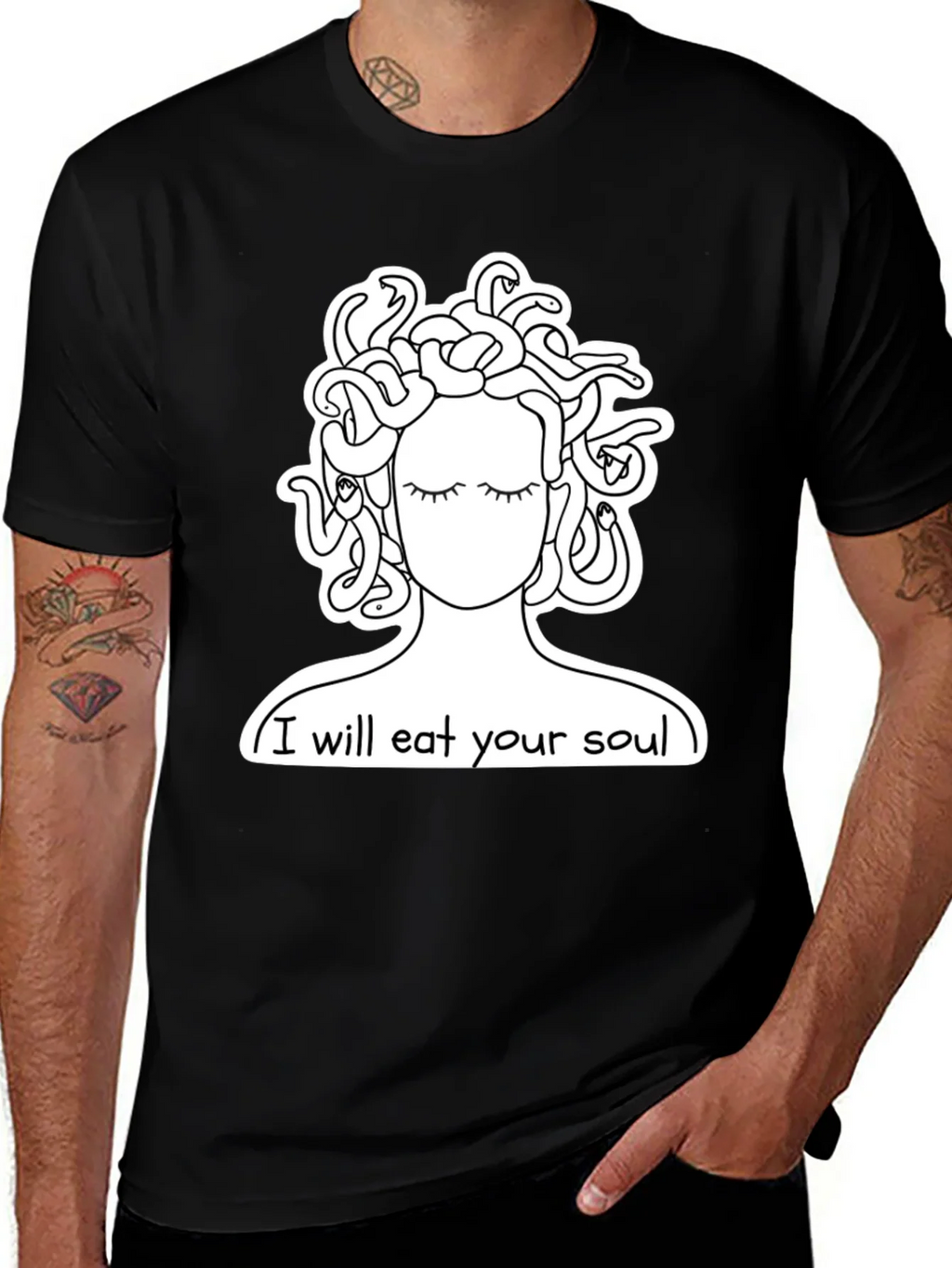 Medusa Graphic Tee: I Will Eat Your Soul Black T-Shirt product image 1