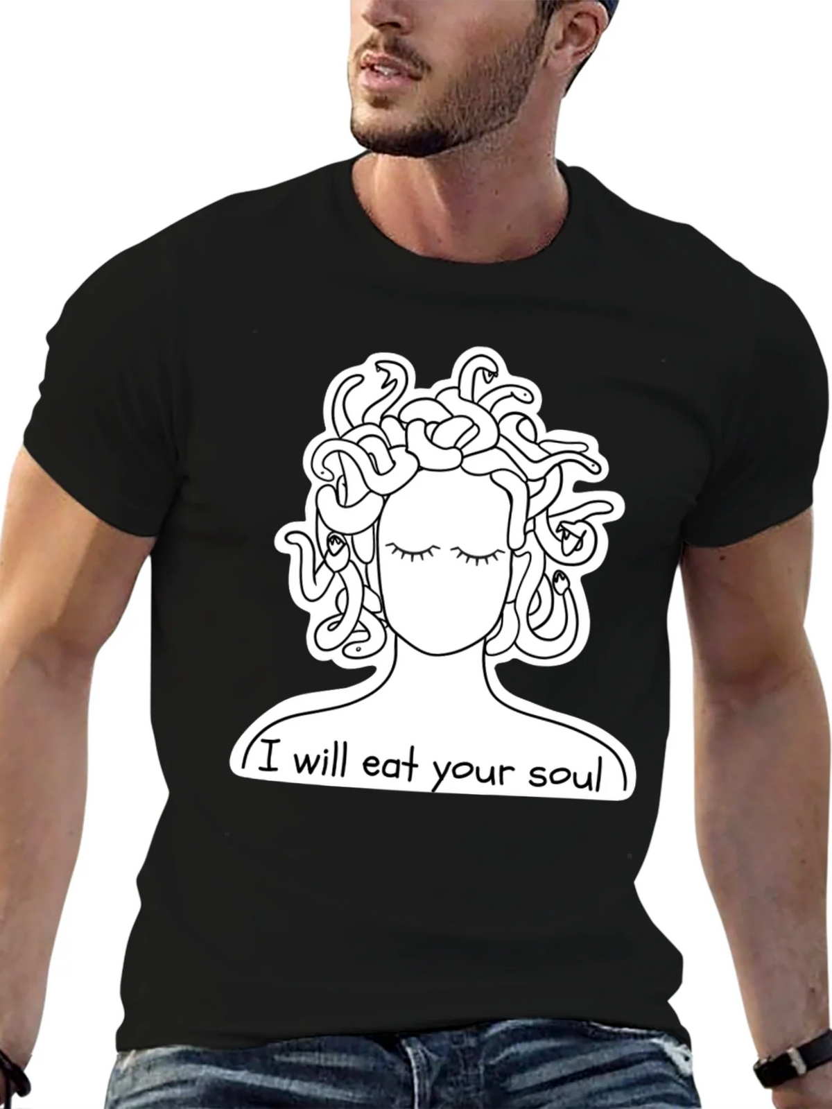 Medusa Graphic Tee: I Will Eat Your Soul Black T-Shirt product image 6