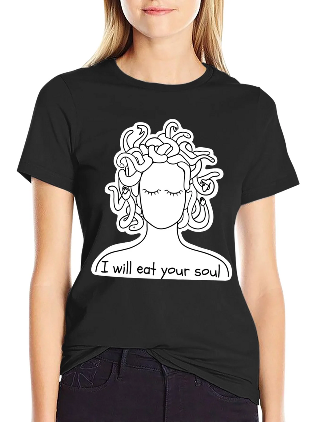 Medusa Graphic Tee: I Will Eat Your Soul Black T-Shirt product image 2