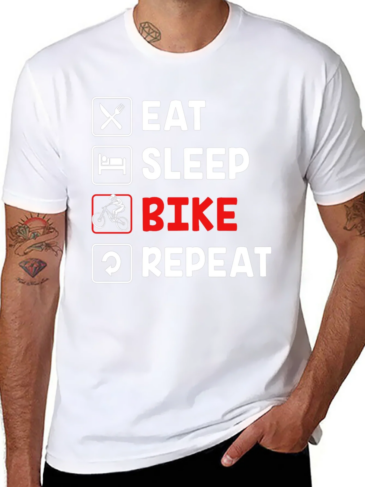 Eat Sleep Bike Repeat Black T-Shirt product image 7