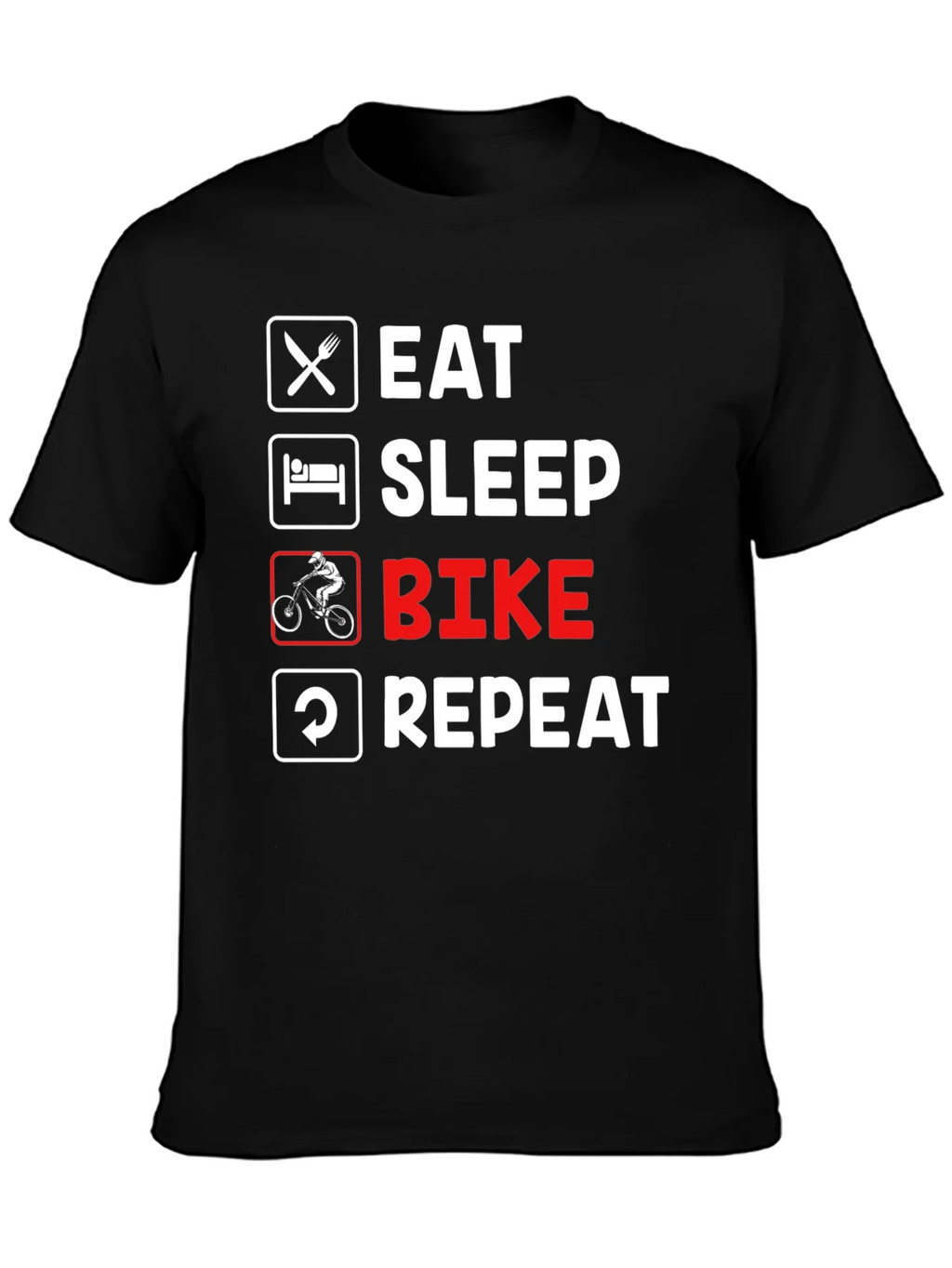 Eat Sleep Bike Repeat Black T-Shirt product image 3