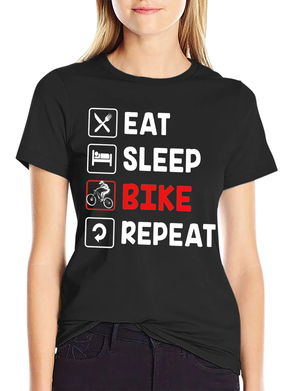 Eat Sleep Bike Repeat Black T-Shirt product image 2
