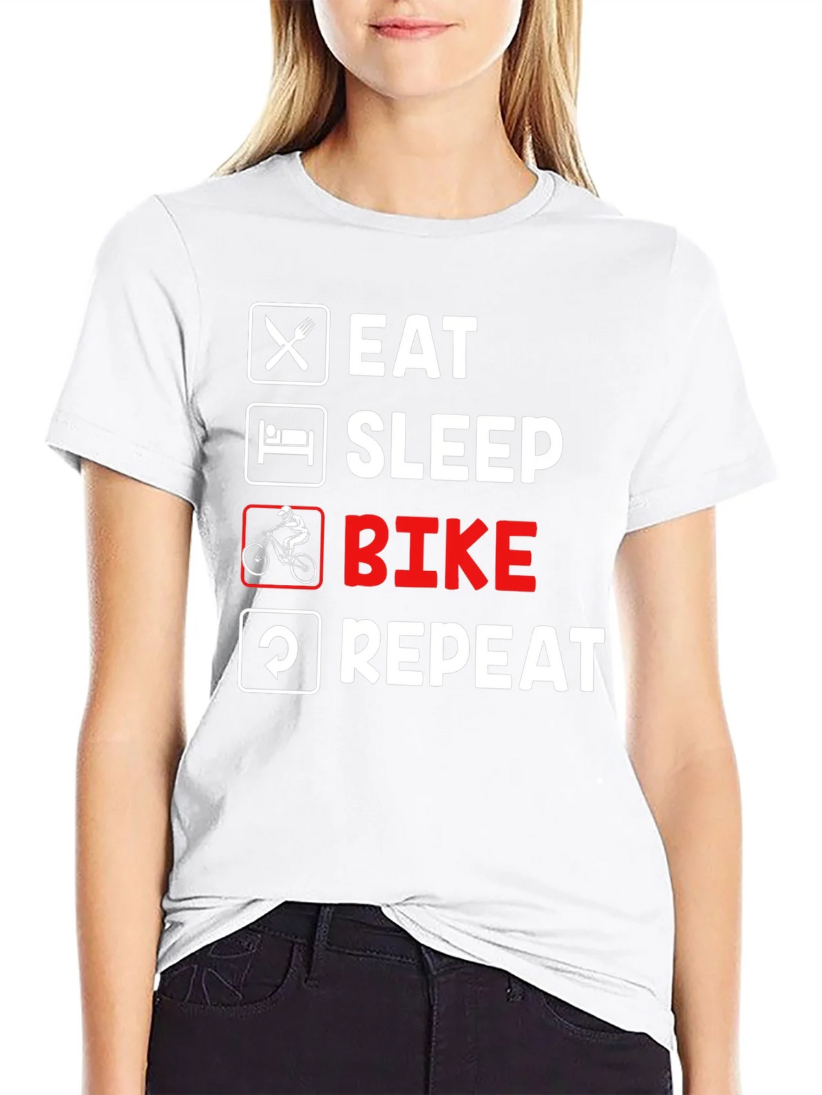 Eat Sleep Bike Repeat Black T-Shirt product image 8