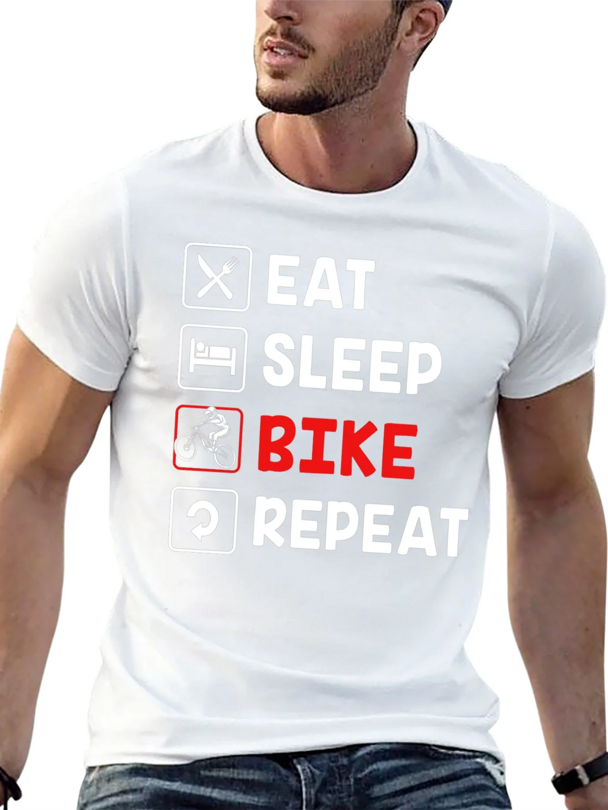 Eat Sleep Bike Repeat Black T-Shirt product image 12