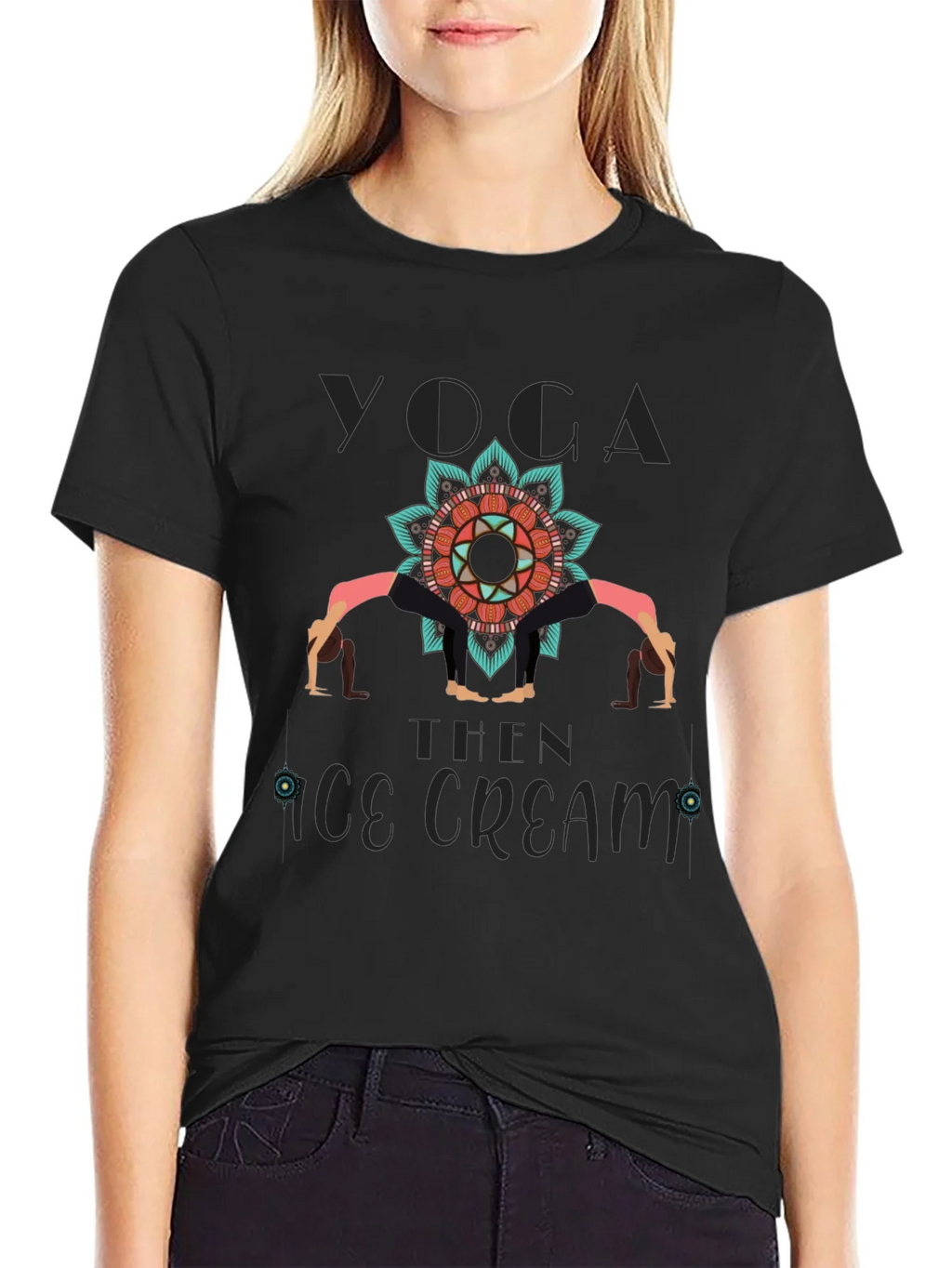 Yoga Then Ice Cream Graphic T-Shirt product image 2