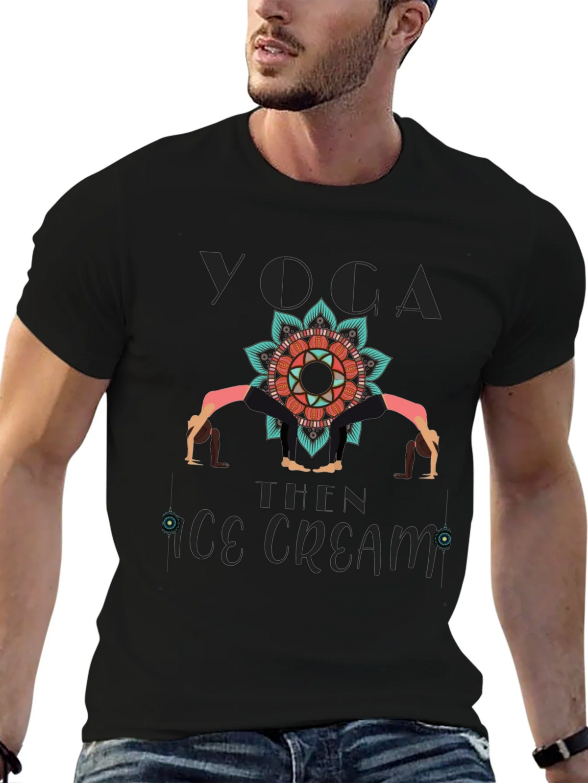 Yoga Then Ice Cream Graphic T-Shirt product image 6