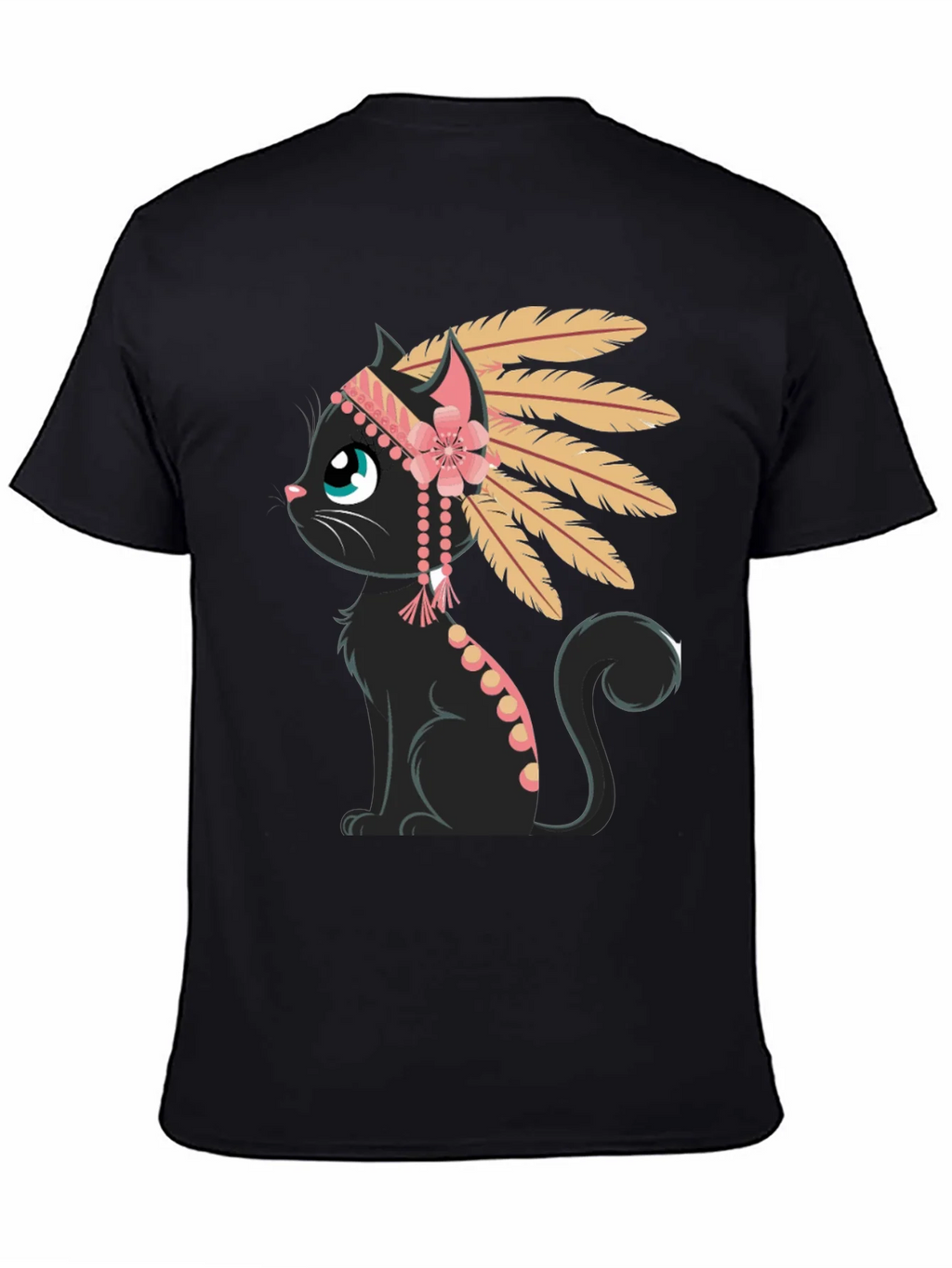 Indian Cat T-Shirt - Black Tee with Graphic product image 4