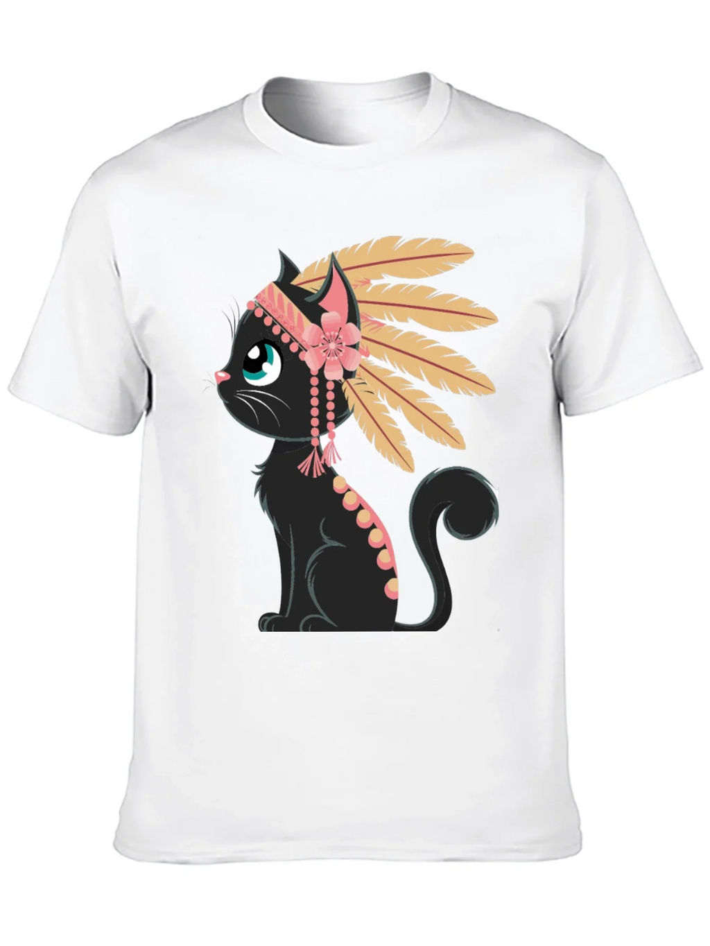 Indian Cat T-Shirt - Black Tee with Graphic product image 9