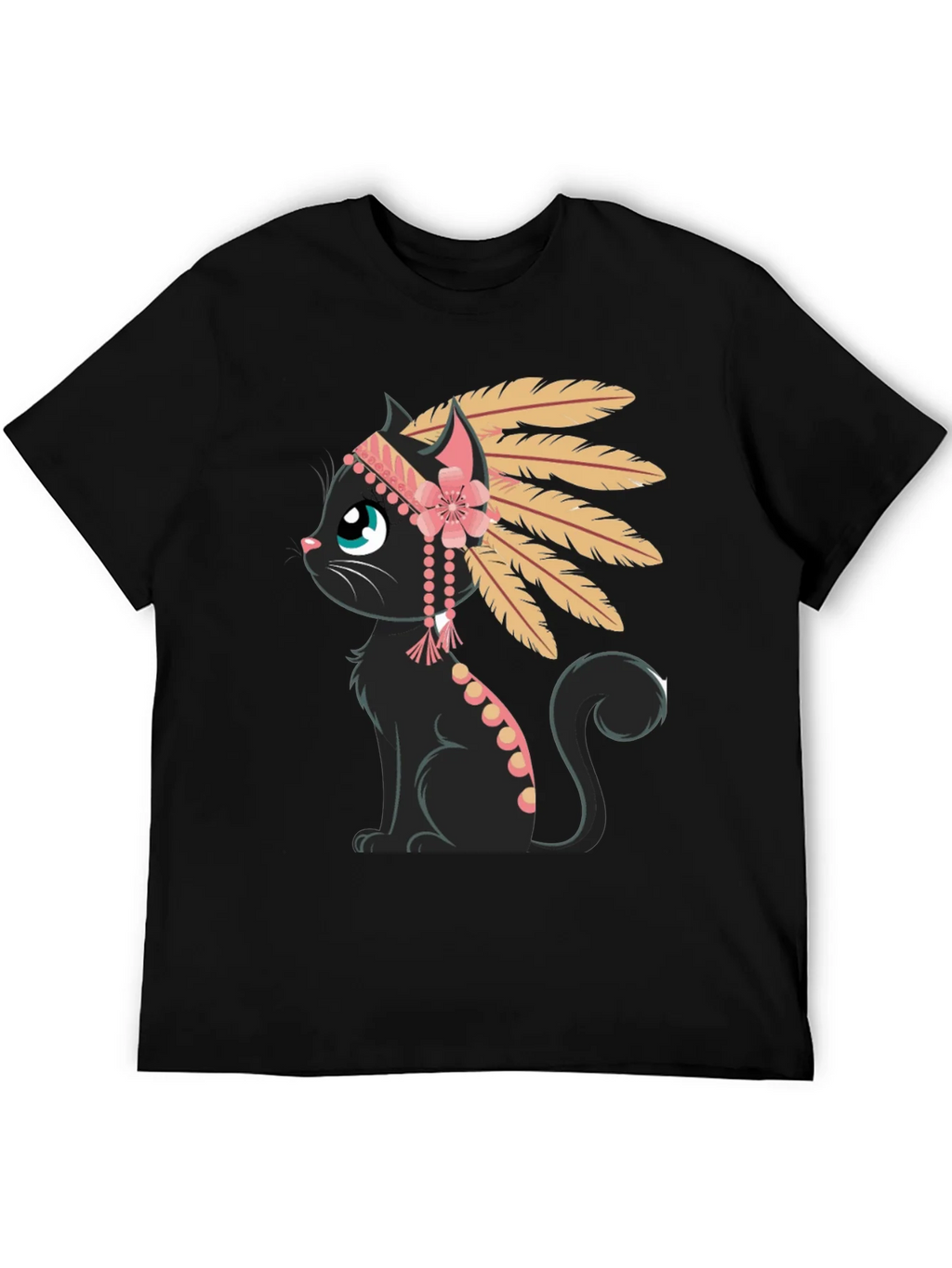 Indian Cat T-Shirt - Black Tee with Graphic product image 5