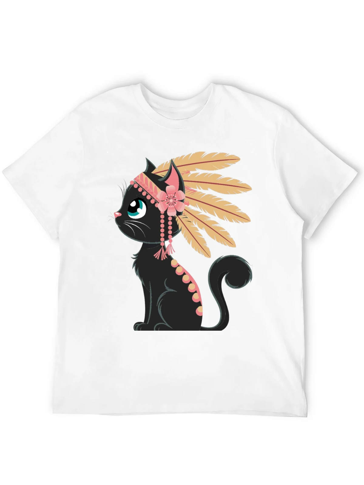 Indian Cat T-Shirt - Black Tee with Graphic product image 11
