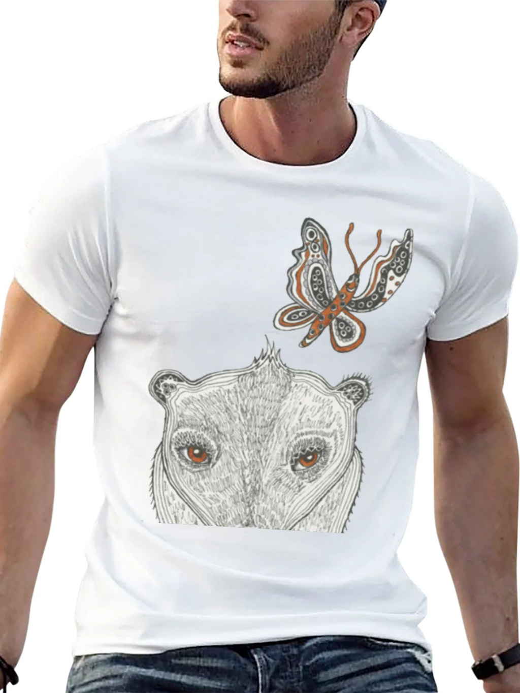 Artistic Graphic Tee - Butterfly & Animal Face product image 12