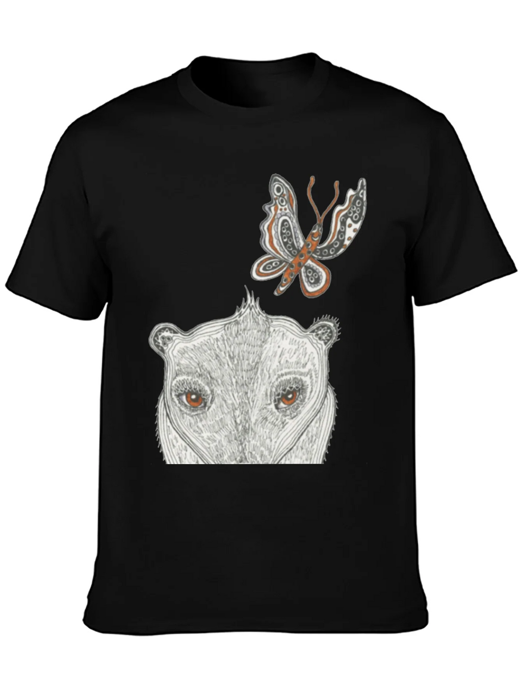 Artistic Graphic Tee - Butterfly & Animal Face product image 3