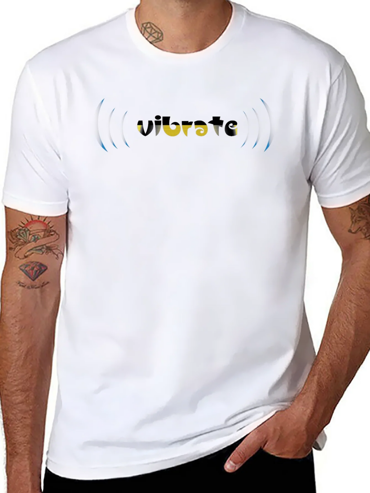 Vibrate Graphic Tee - Black Cotton Blend T-Shirt product image 7