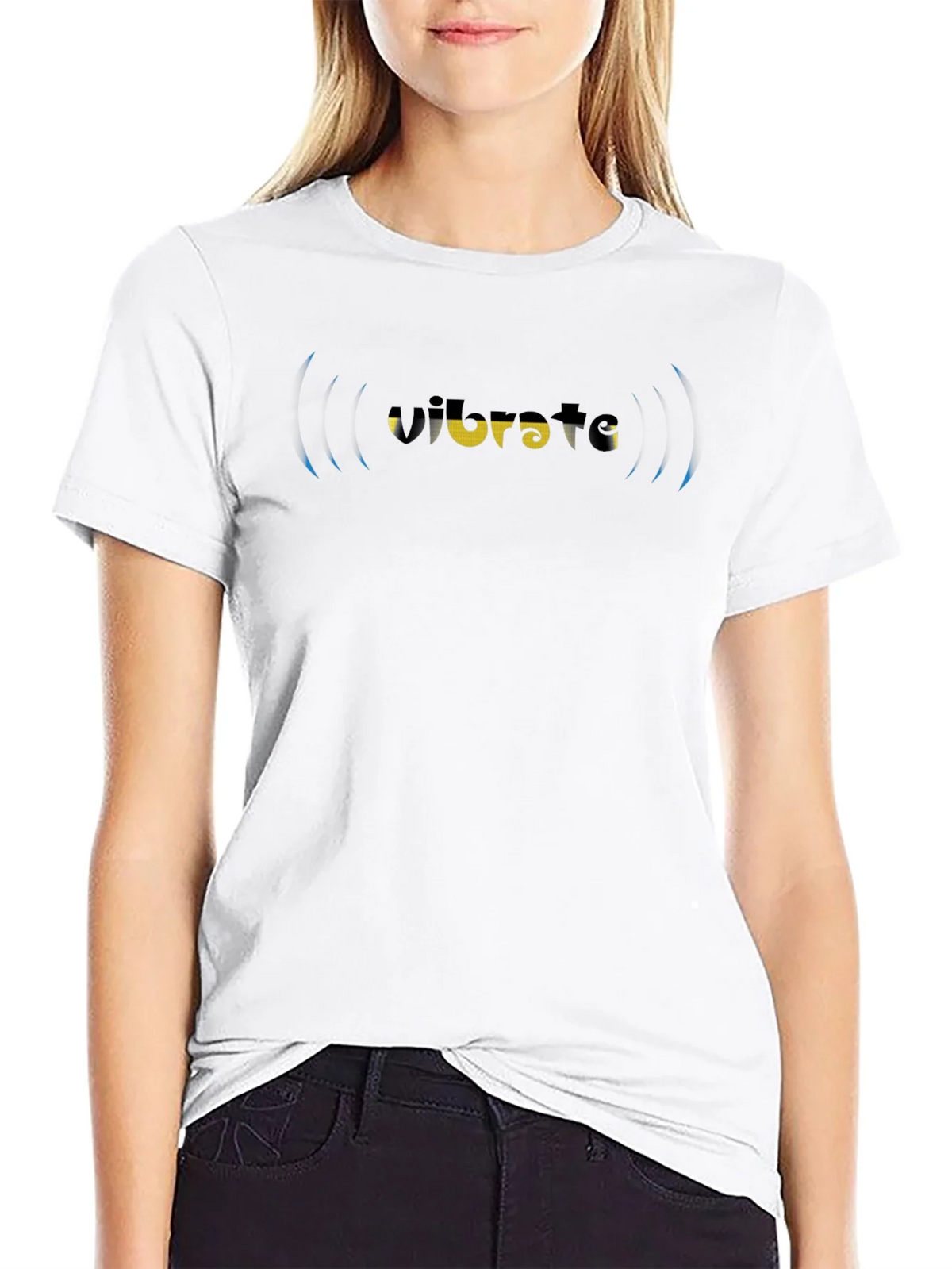 Vibrate Graphic Tee - Black Cotton Blend T-Shirt product image 8