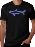 Neon Shark Graphic Black T-Shirt product image 1