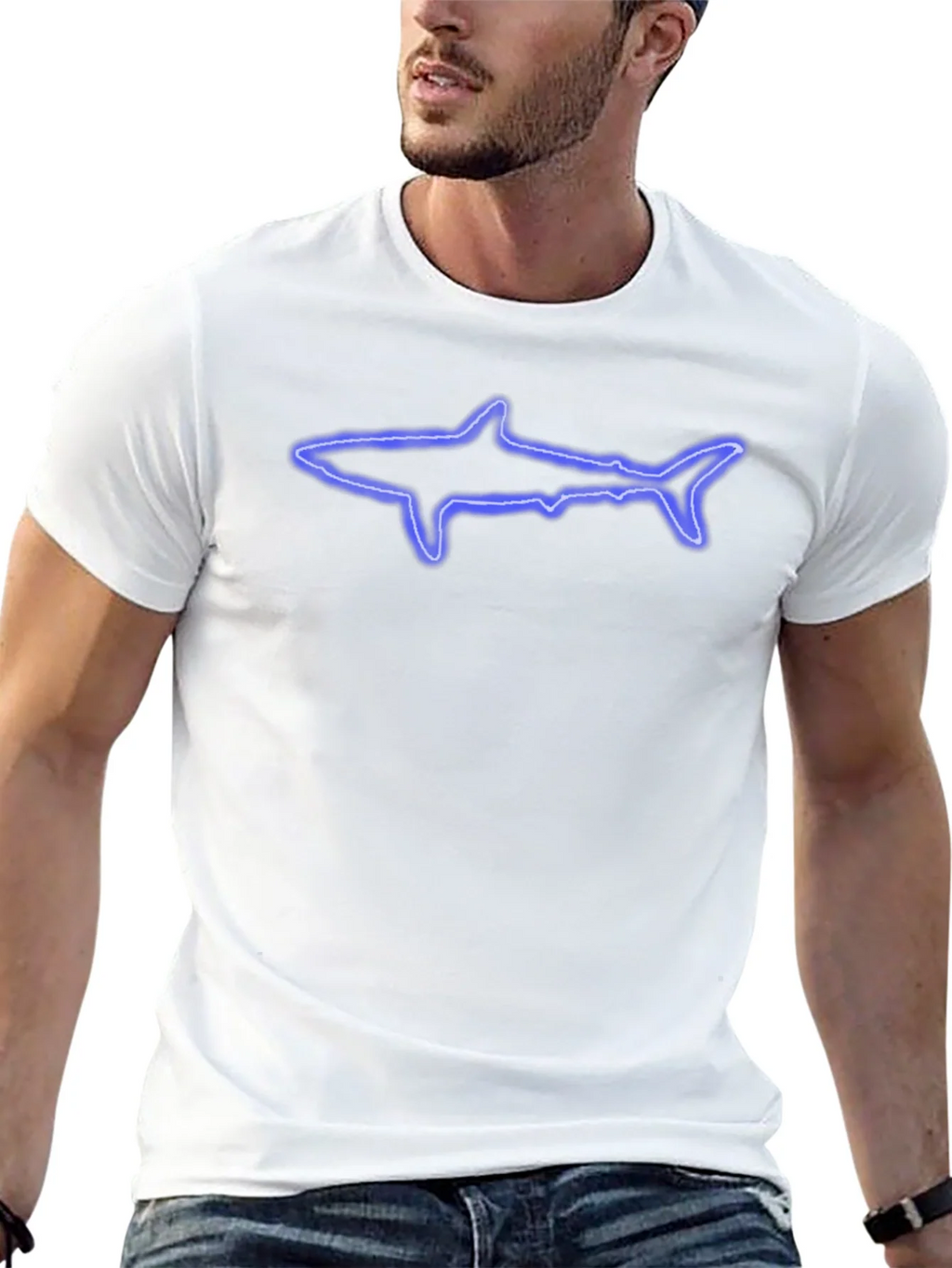 Neon Shark Graphic Black T-Shirt product image 12