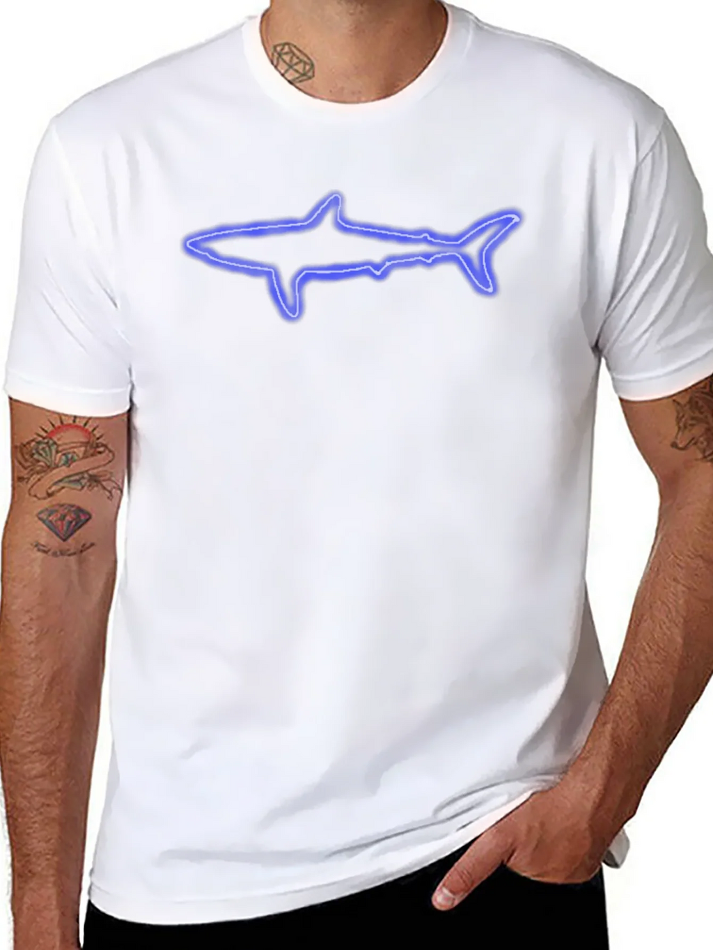 Neon Shark Graphic Black T-Shirt product image 7