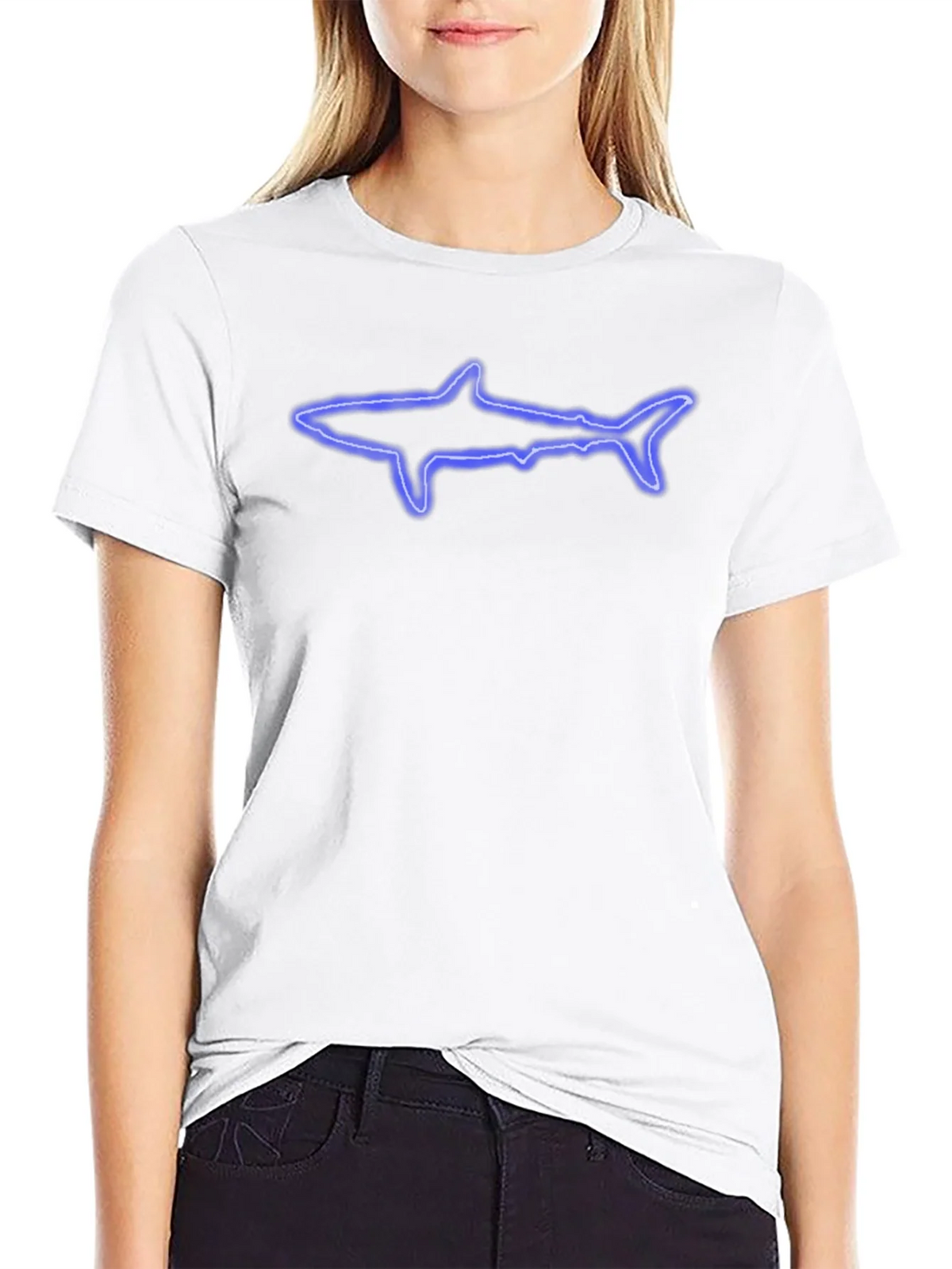 Neon Shark Graphic Black T-Shirt product image 8