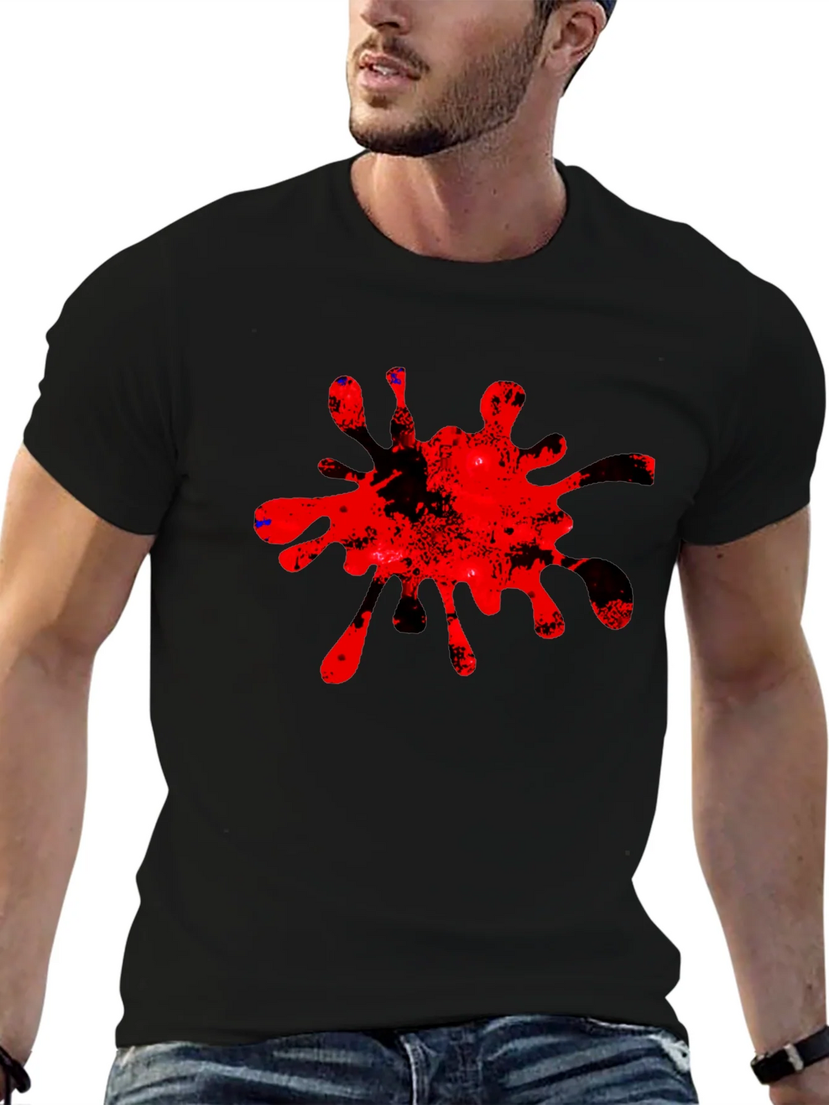 Bold Red Splatter Graphic Tee - Casual Cool product image 6