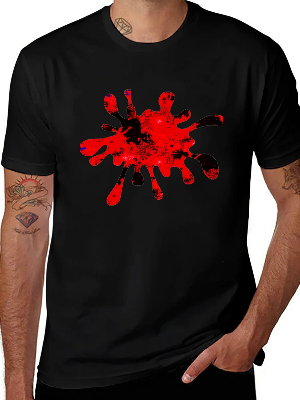Bold Red Splatter Graphic Tee - Casual Cool product image 1