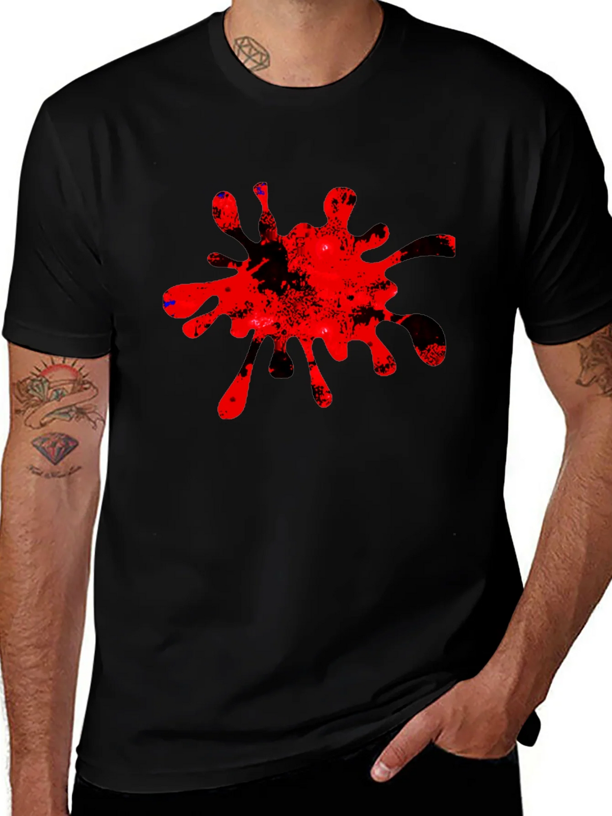 Bold Red Splatter Graphic Tee - Casual Cool product image 1