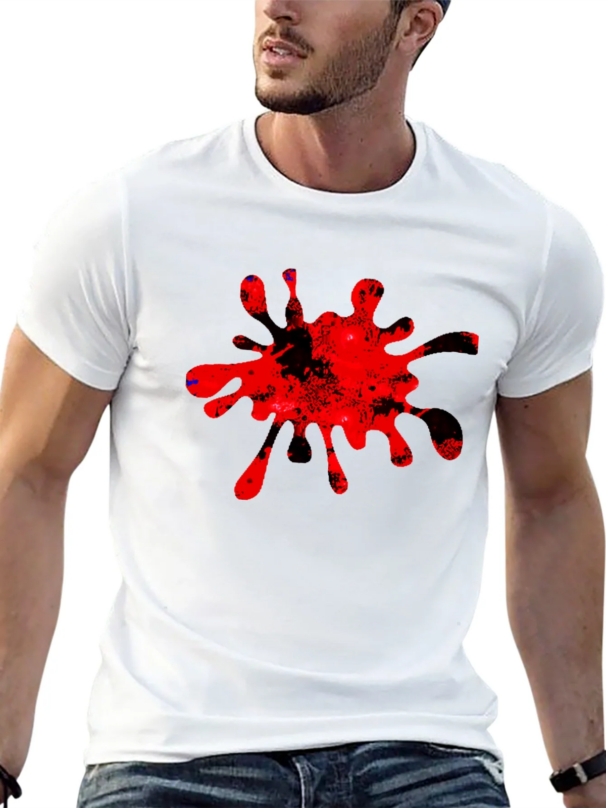 Bold Red Splatter Graphic Tee - Casual Cool product image 12