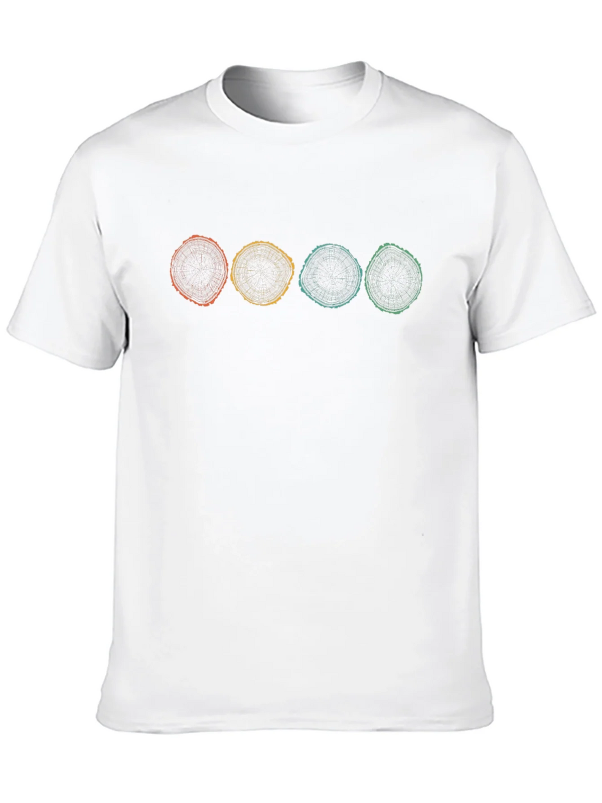 Retro Tree Ring Graphic Tee - Black Cotton Shirt