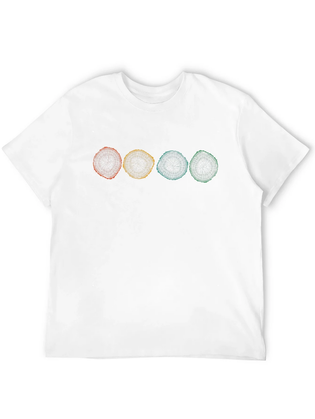 Retro Tree Ring Graphic Tee - Black Cotton Shirt