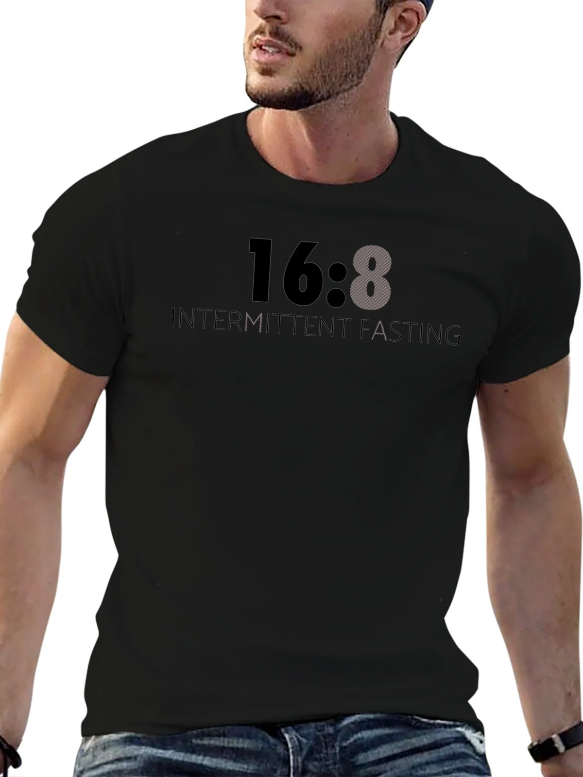 16:8 Intermittent Fasting T-Shirt - Black product image 3