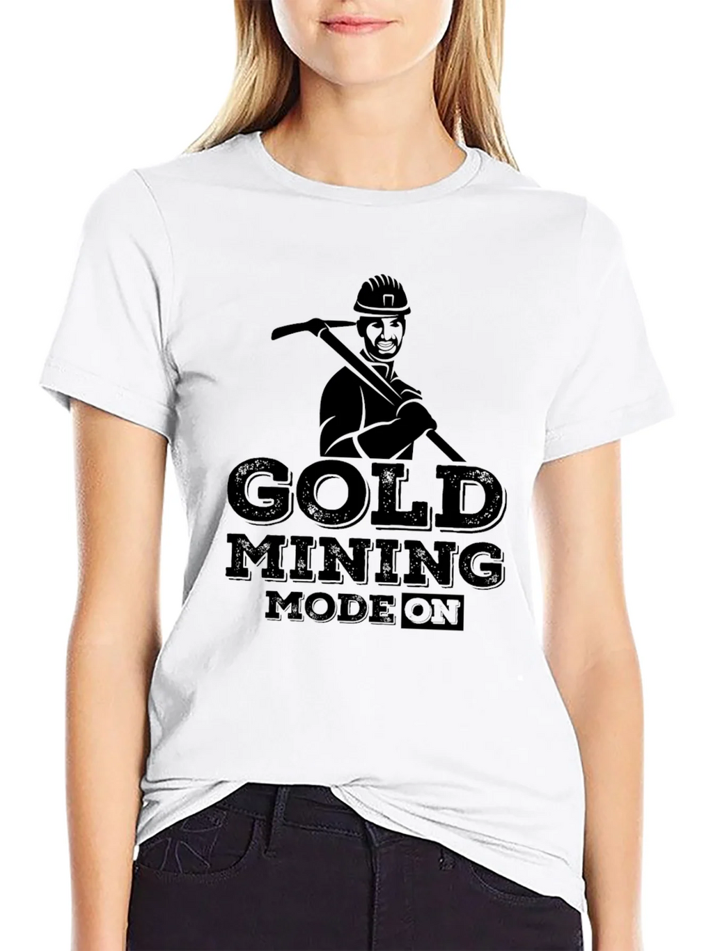 Gold Mining Mode On Black Graphic Tee product image 3