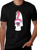 Black T-Shirt with Flamingo Bride Graphic product image 1