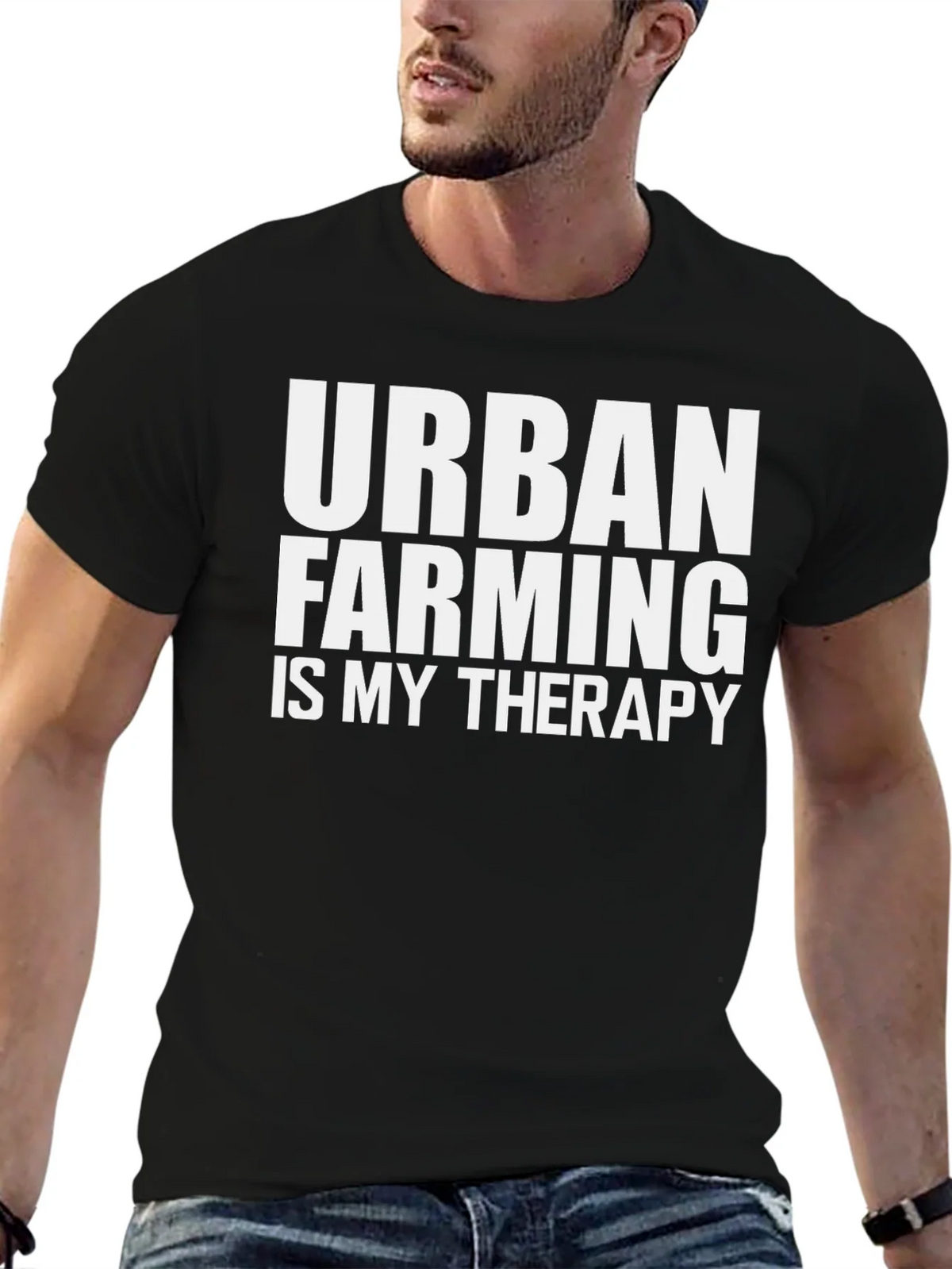 Urban Farming Therapy T-Shirt - Black Cotton Tee product image 6