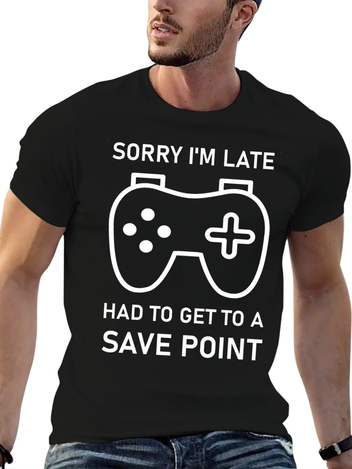 Gamer T-Shirt: Sorry Im Late Save Point Tee product image 6