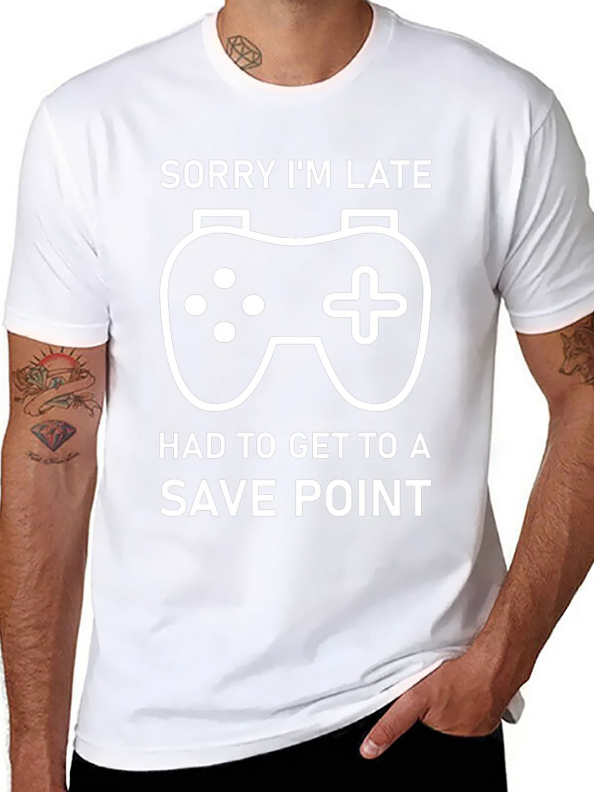 Gamer T-Shirt: Sorry Im Late Save Point Tee product image 7