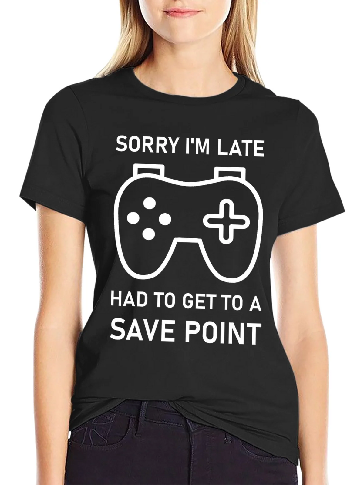 Gamer T-Shirt: Sorry Im Late Save Point Tee product image 2