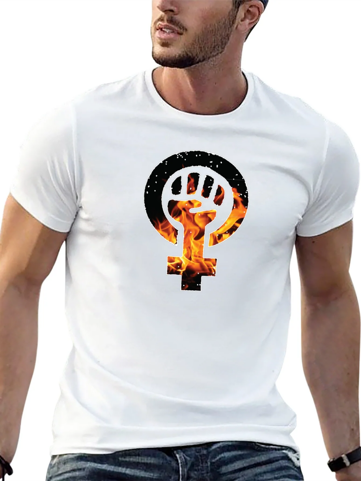 Feminist Fist Fire Black T-Shirt product image 12