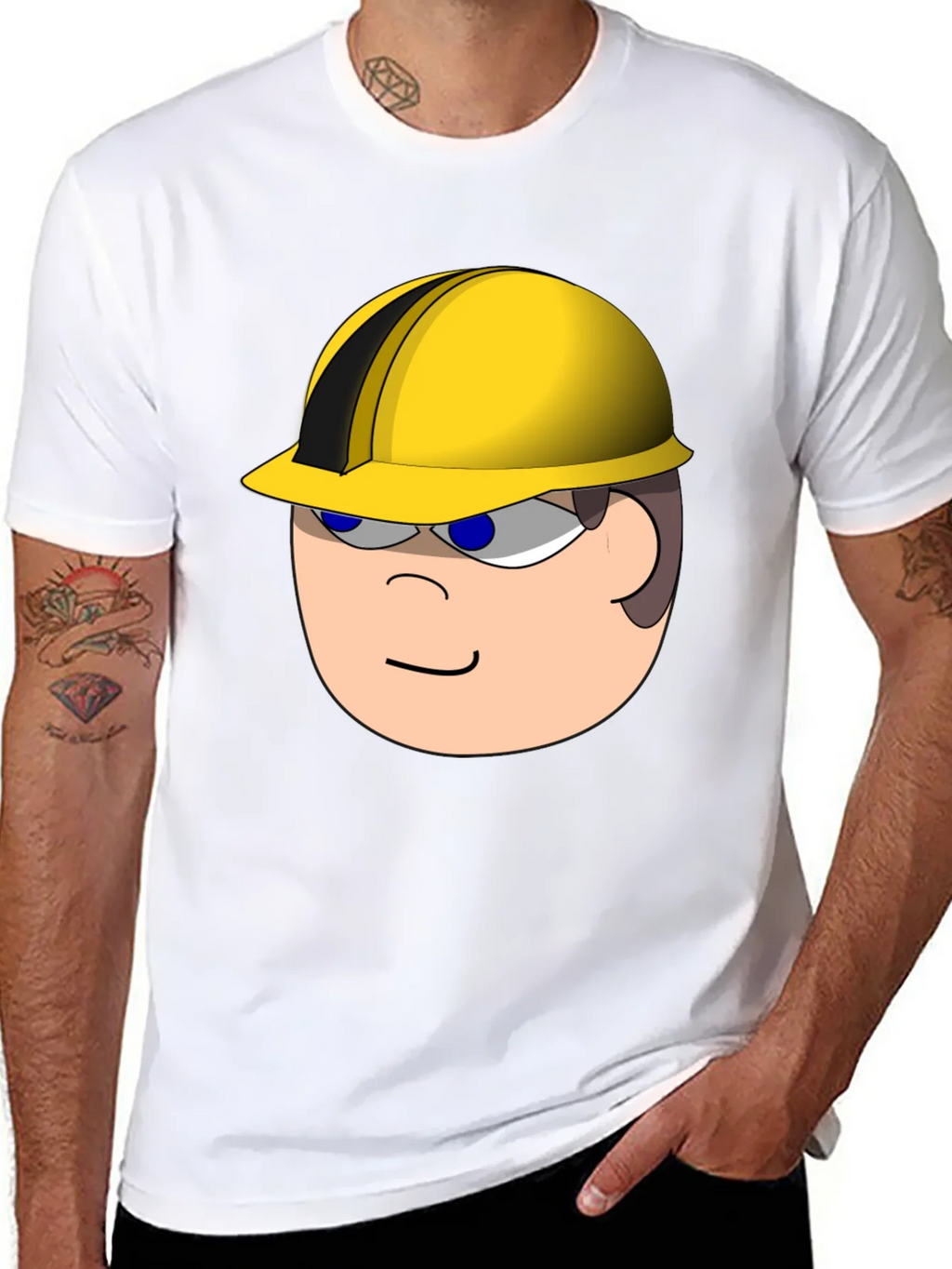 Cartoon Builder T-Shirt - Black Cotton Tee
