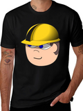 Cartoon Builder T-Shirt - Black Cotton Tee