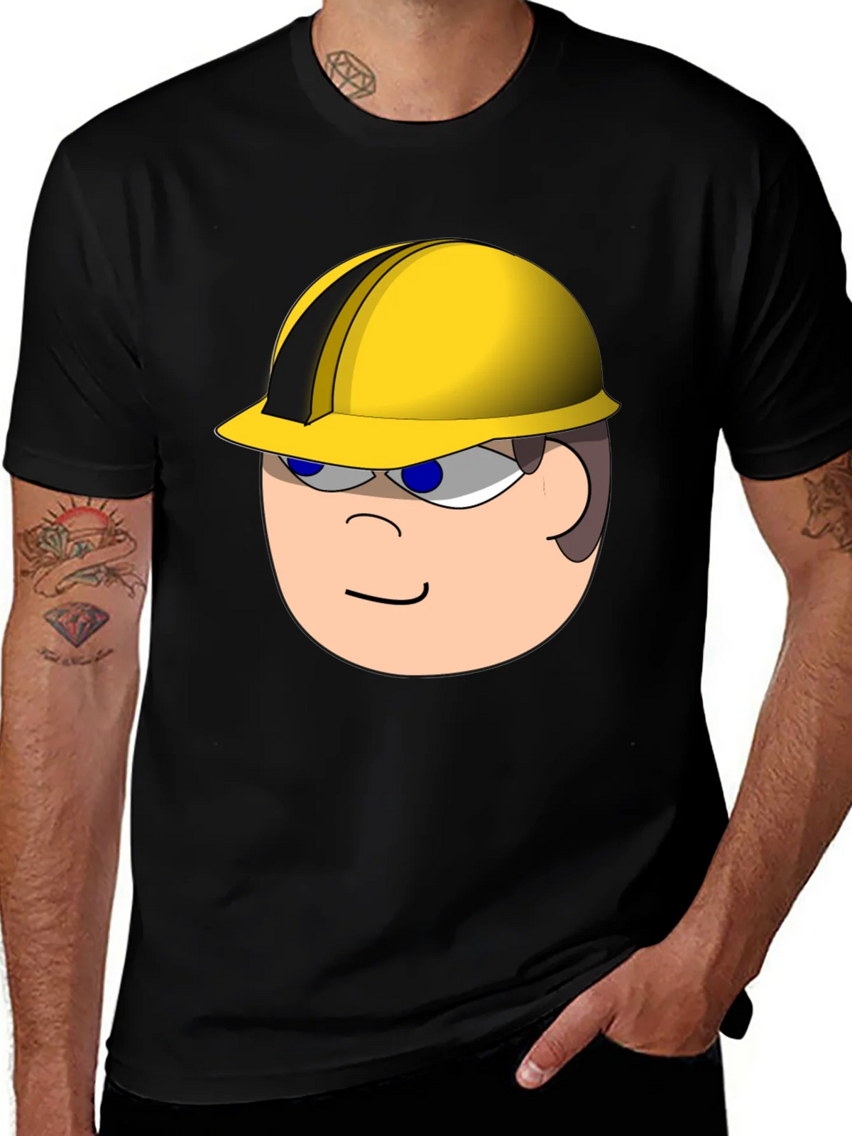 Cartoon Builder T-Shirt - Black Cotton Tee