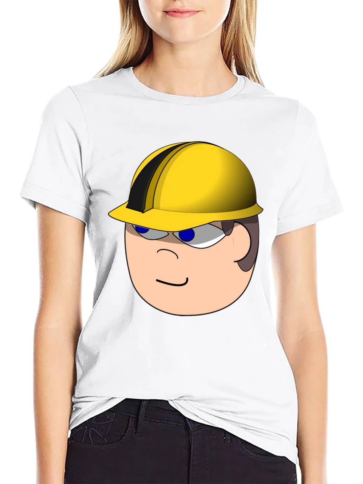 Cartoon Builder T-Shirt - Black Cotton Tee