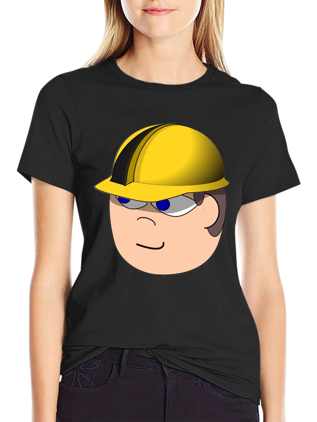 Cartoon Builder T-Shirt - Black Cotton Tee