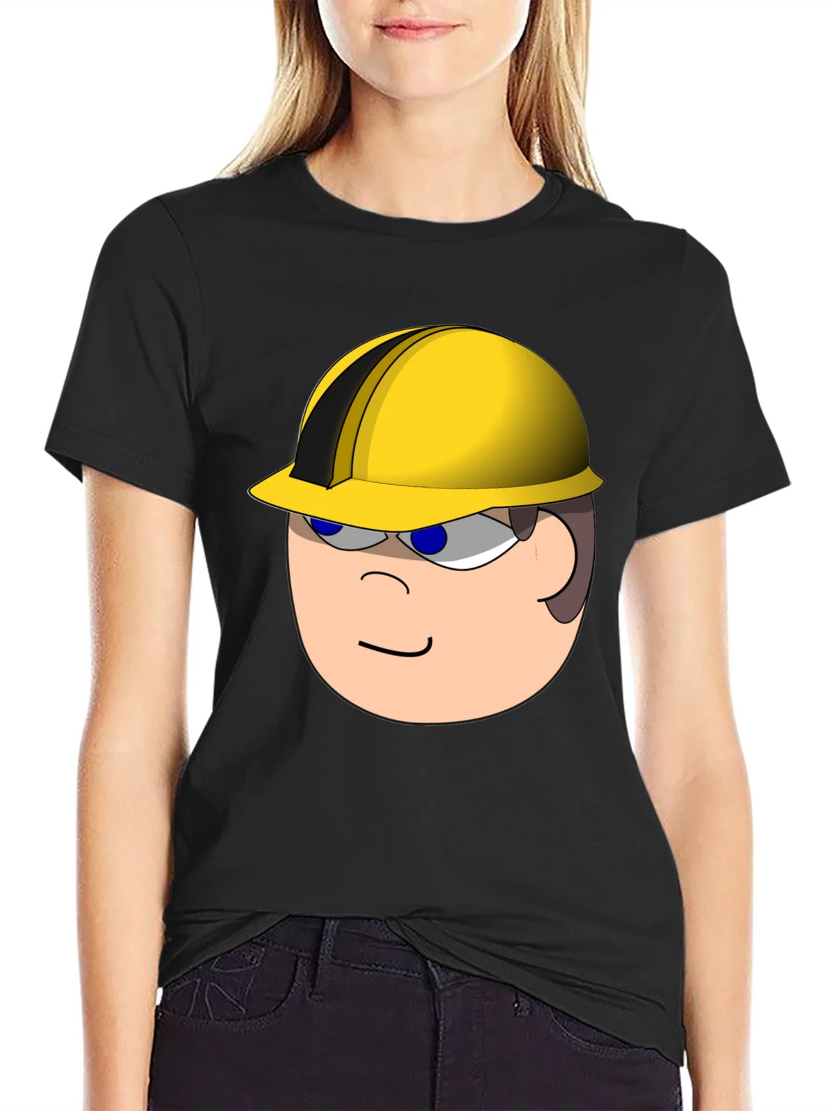 Cartoon Builder T-Shirt - Black Cotton Tee