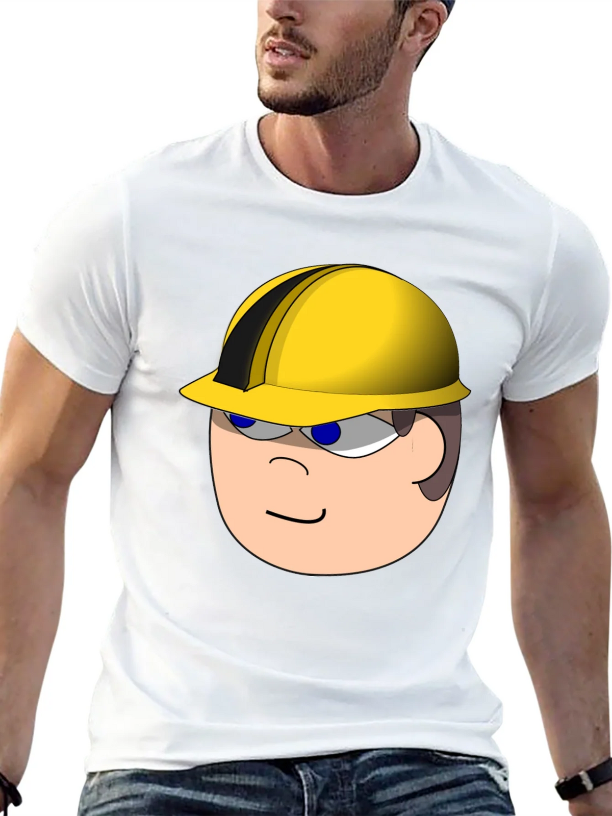 Cartoon Builder T-Shirt - Black Cotton Tee
