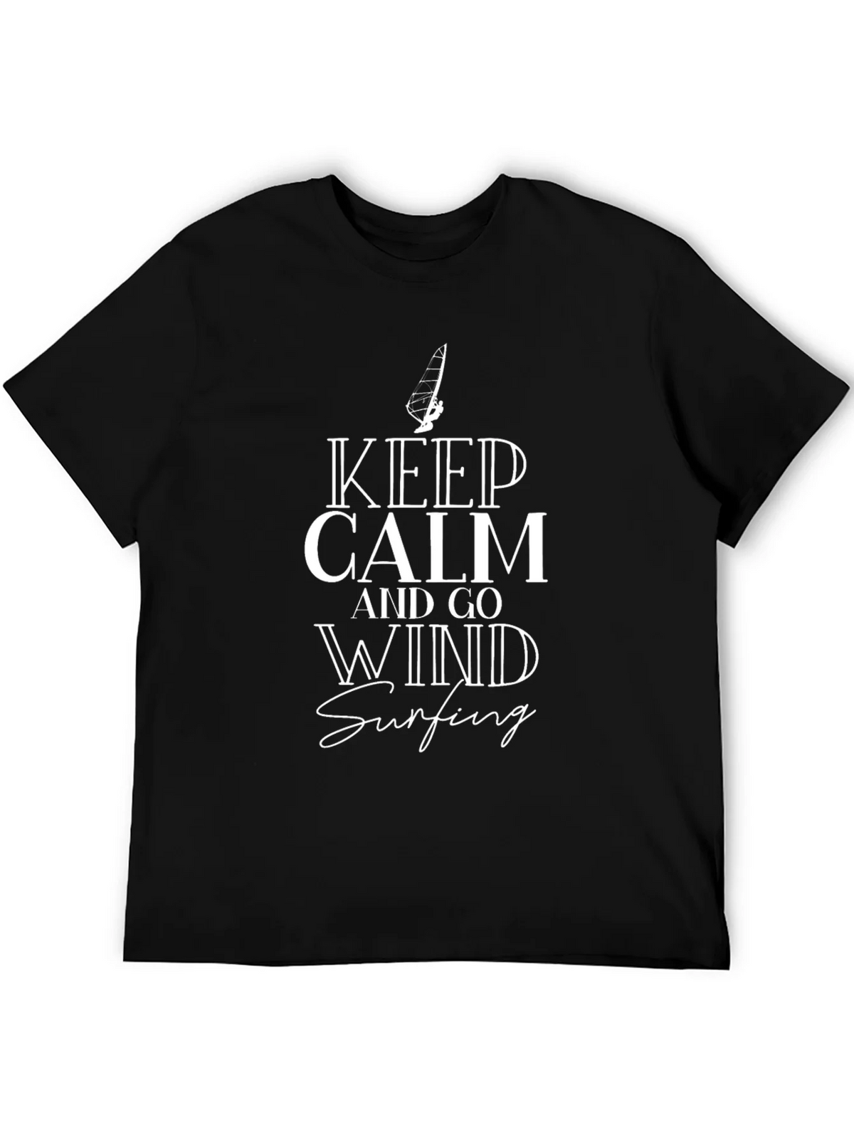 Keep Calm and Go Wind Surfing Black Graphic Tee product image 5