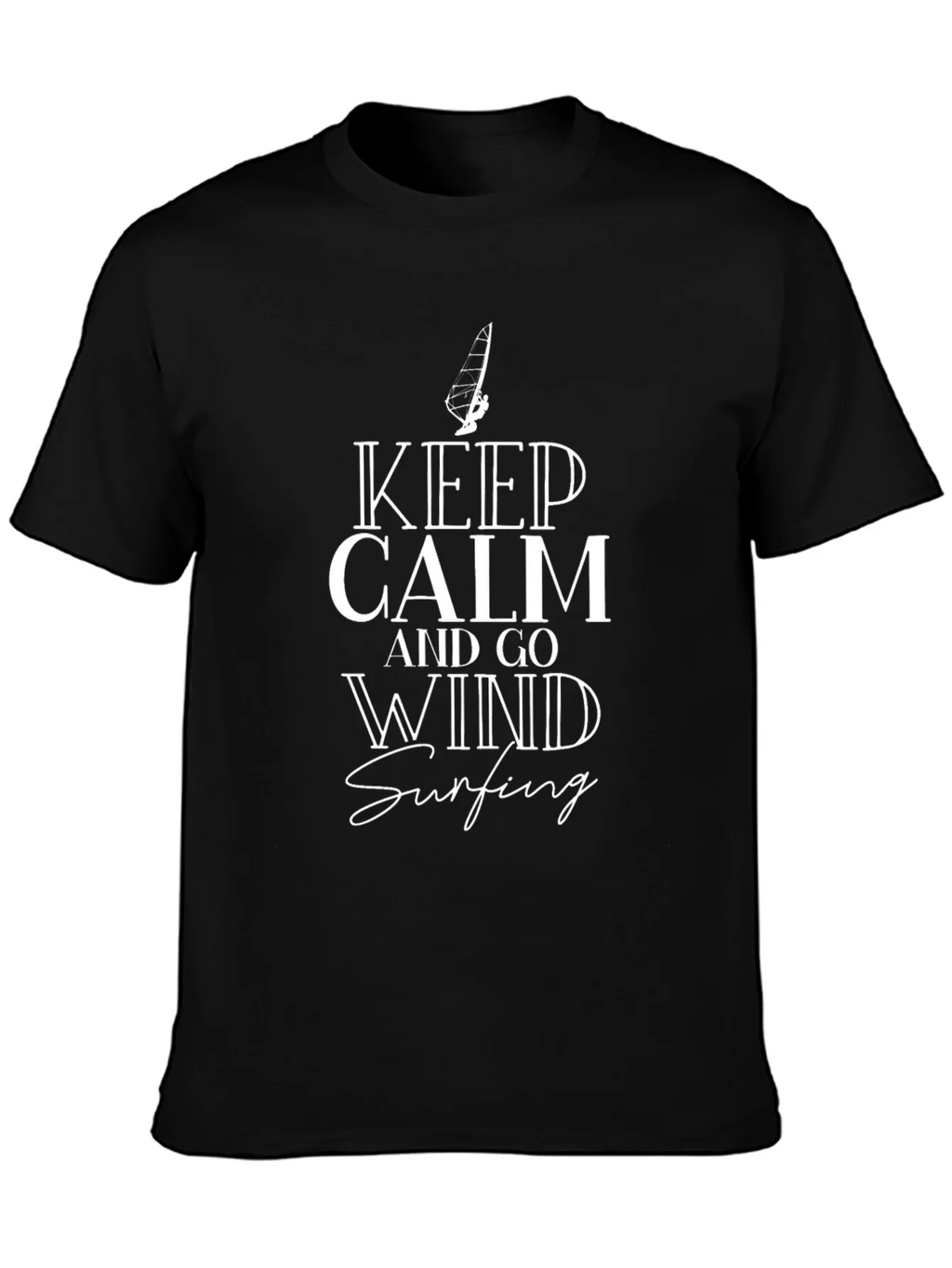 Keep Calm and Go Wind Surfing Black Graphic Tee product image 3